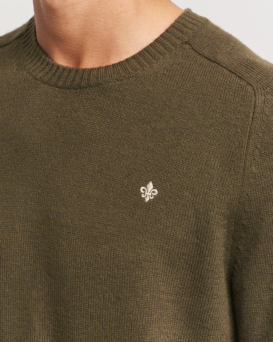 Hombres | Jerséis y prendas de punto | Morris | Hertford Merino Crew Neck Olive