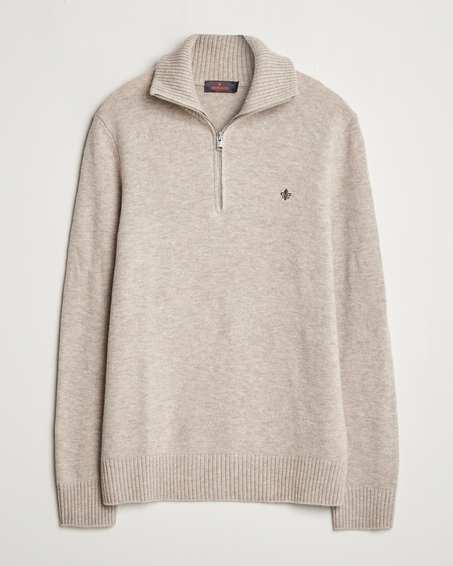 Hombres | Jerséis y prendas de punto | Morris | Hertford Merino Half Zip Khaki