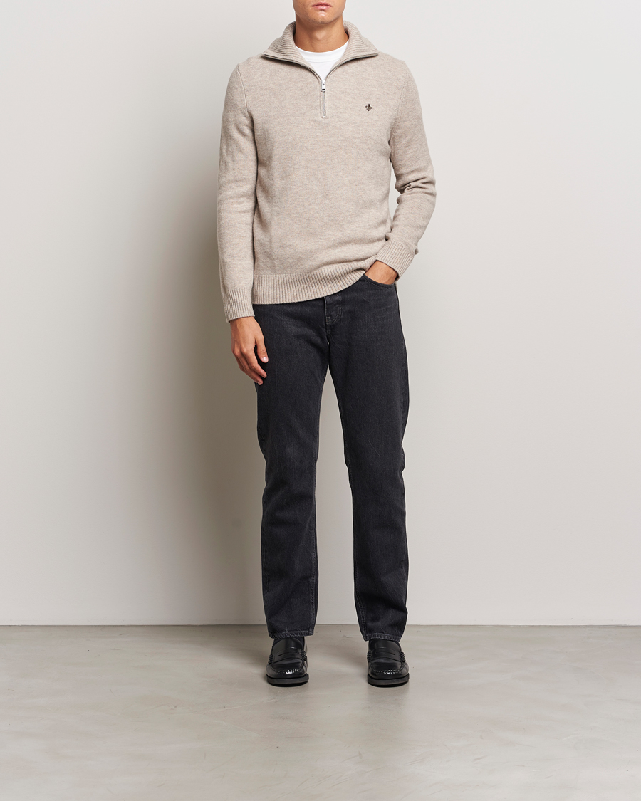 Hombres | Jerséis y prendas de punto | Morris | Hertford Merino Half Zip Khaki