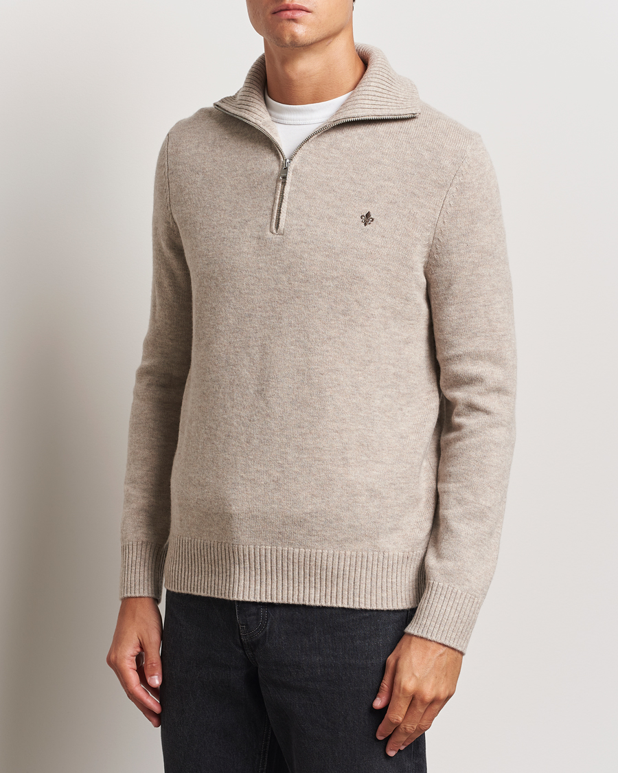 Hombres | Jerséis y prendas de punto | Morris | Hertford Merino Half Zip Khaki