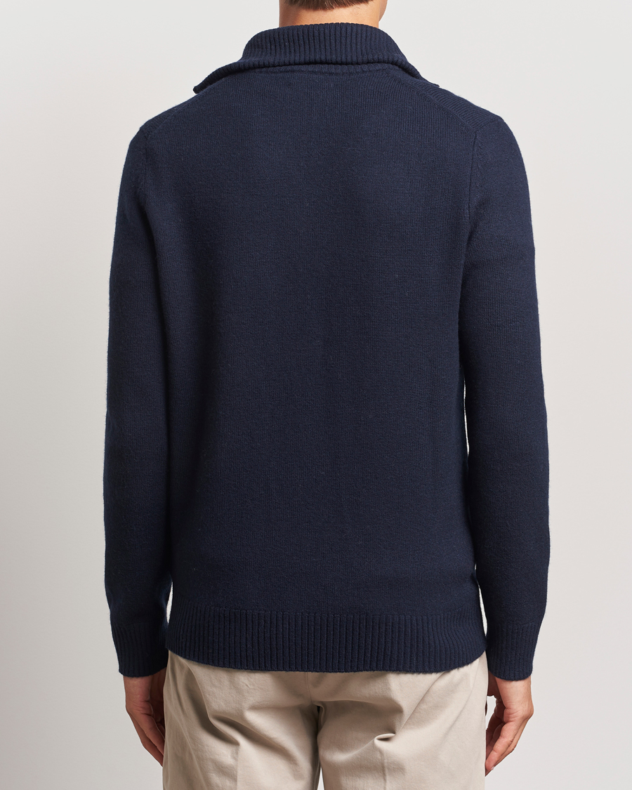 Hombres | Jerséis y prendas de punto | Morris | Hertford Merino Half Zip Navy