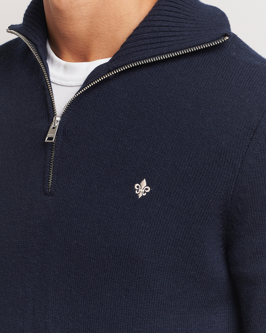 Hombres | Jerséis y prendas de punto | Morris | Hertford Merino Half Zip Navy