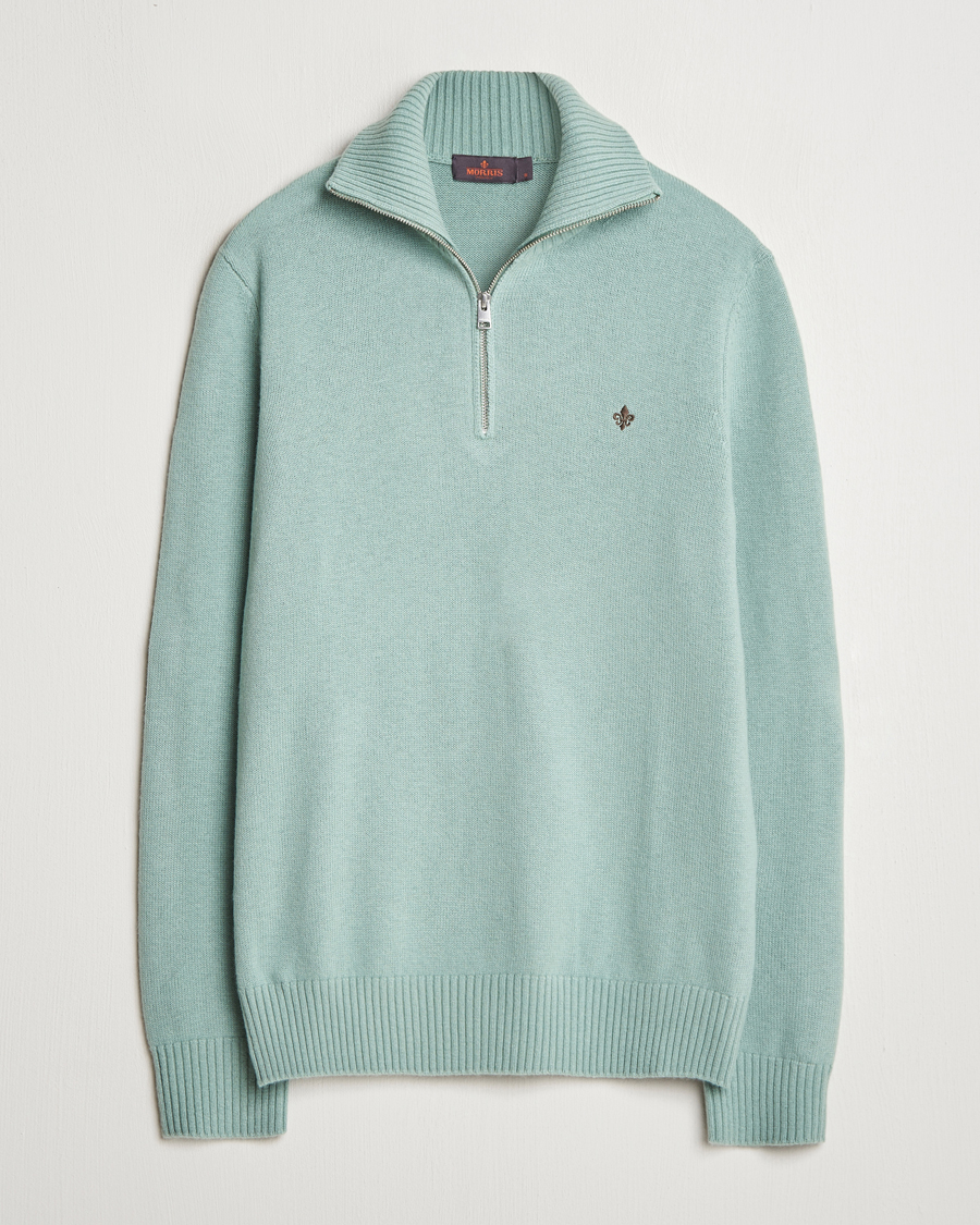 Hombres | Jerséis y prendas de punto | Morris | Hertford Merino Half Zip Green