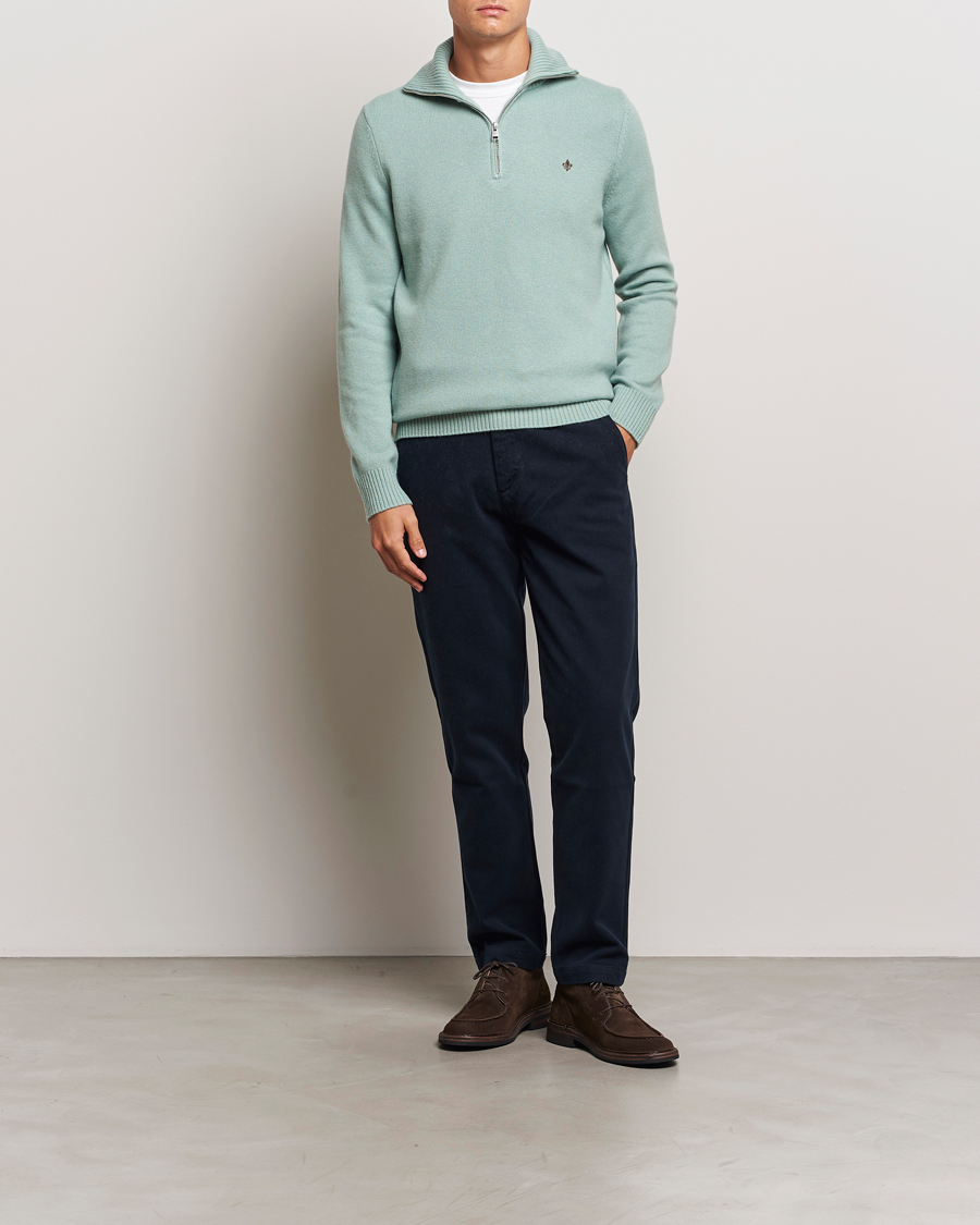 Hombres | Jerséis y prendas de punto | Morris | Hertford Merino Half Zip Green