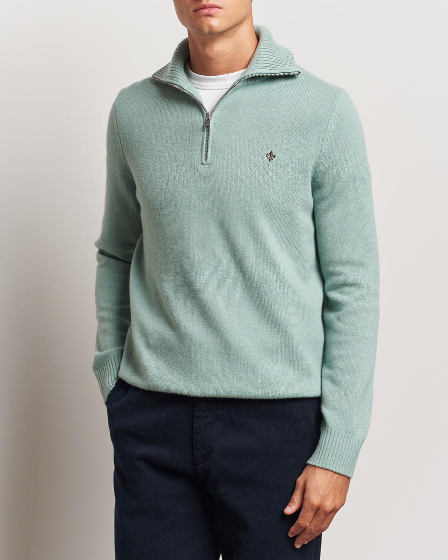 Hombres | Jerséis y prendas de punto | Morris | Hertford Merino Half Zip Green