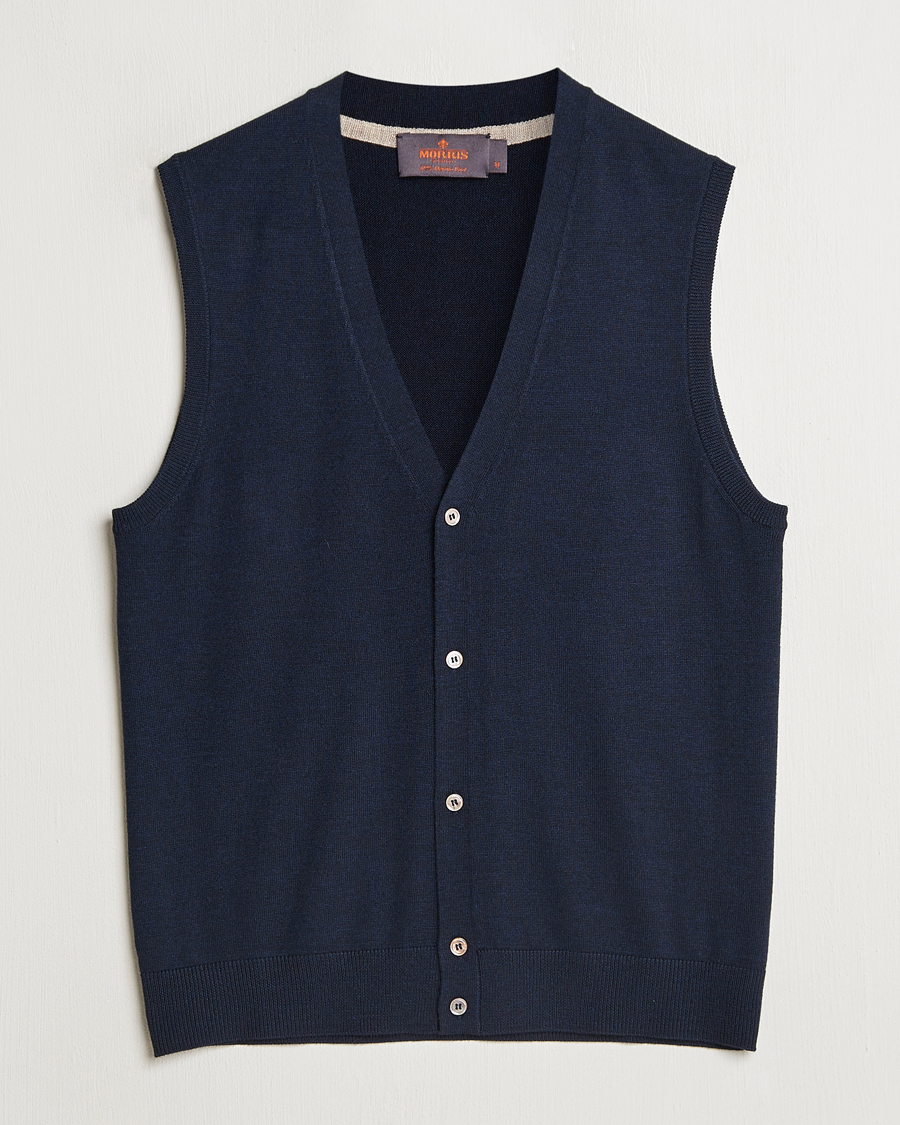 Hombres | Jerséis y prendas de punto | Morris | Merino Slipover Vest Navy