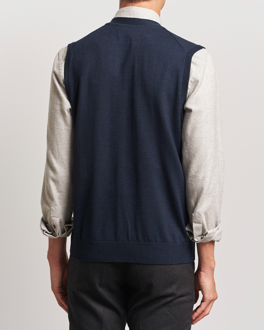 Hombres | Jerséis y prendas de punto | Morris | Merino Slipover Vest Navy