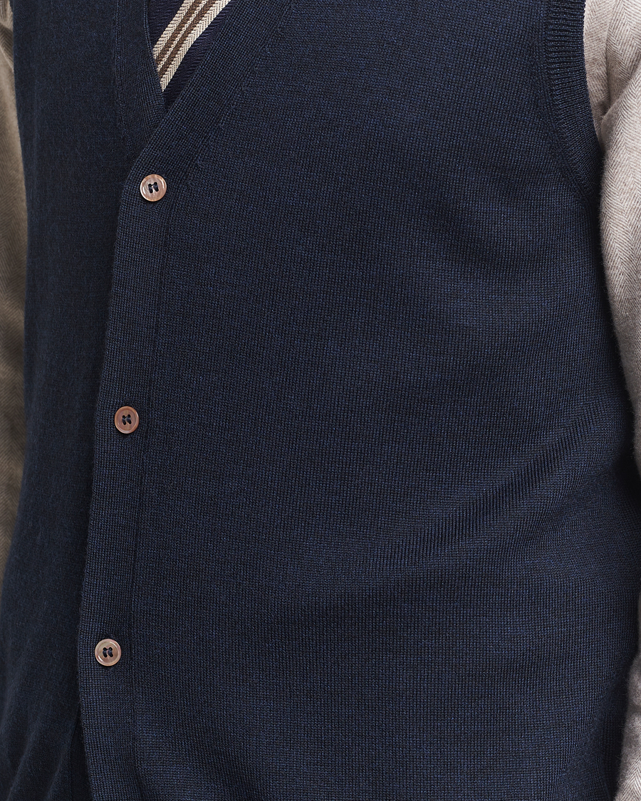 Hombres | Jerséis y prendas de punto | Morris | Merino Slipover Vest Navy