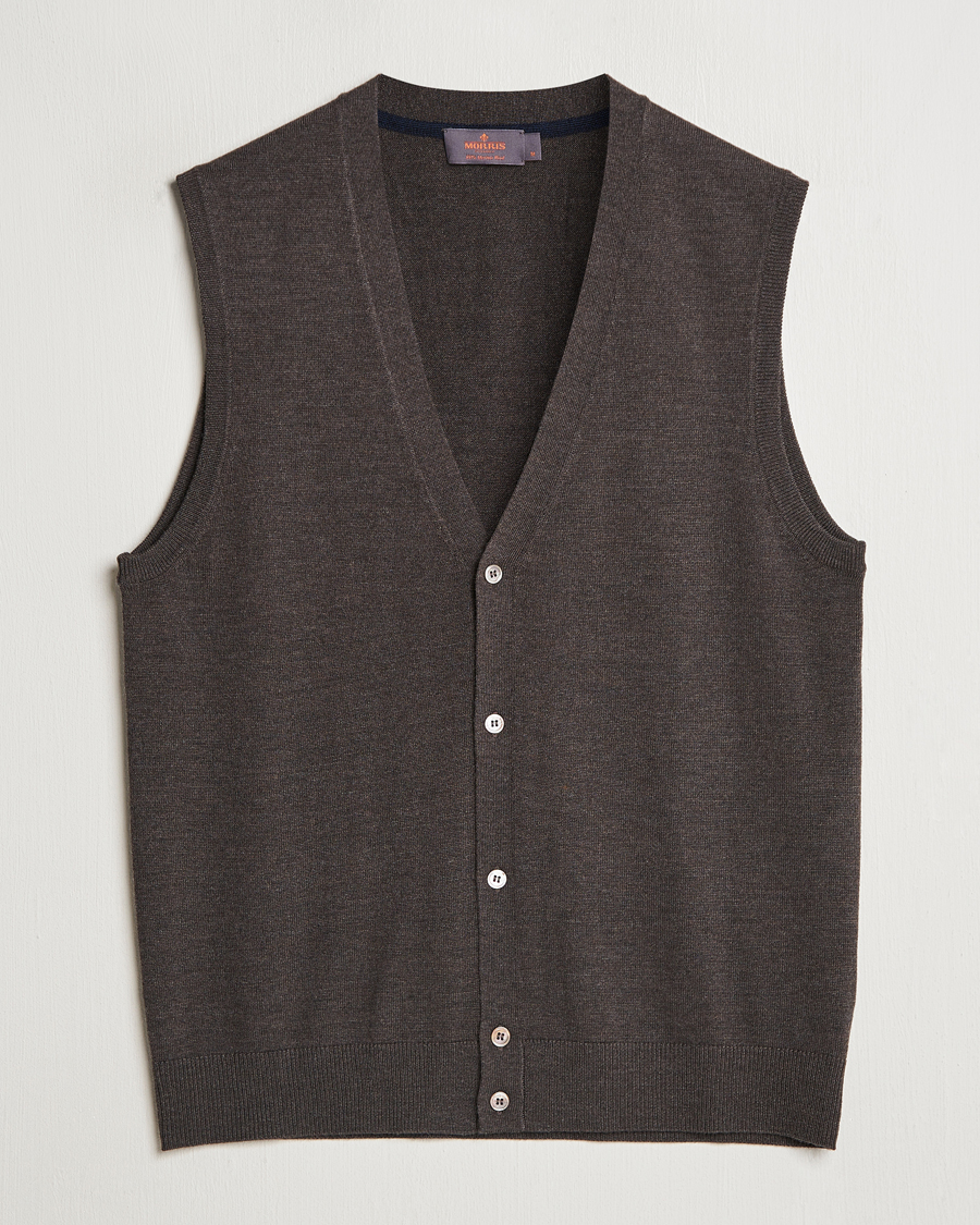 Hombres | Jerséis y prendas de punto | Morris | Merino Slipover Vest Brown