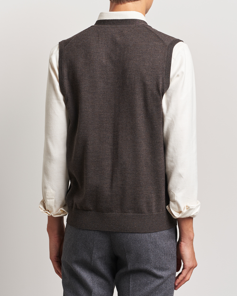 Hombres | Jerséis y prendas de punto | Morris | Merino Slipover Vest Brown