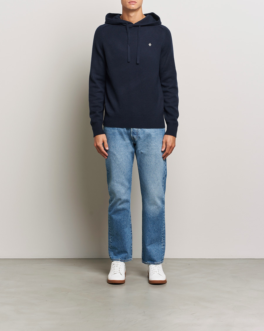 Hombres | Jerséis y prendas de punto | Morris | Hertford Merino Hoodie Navy