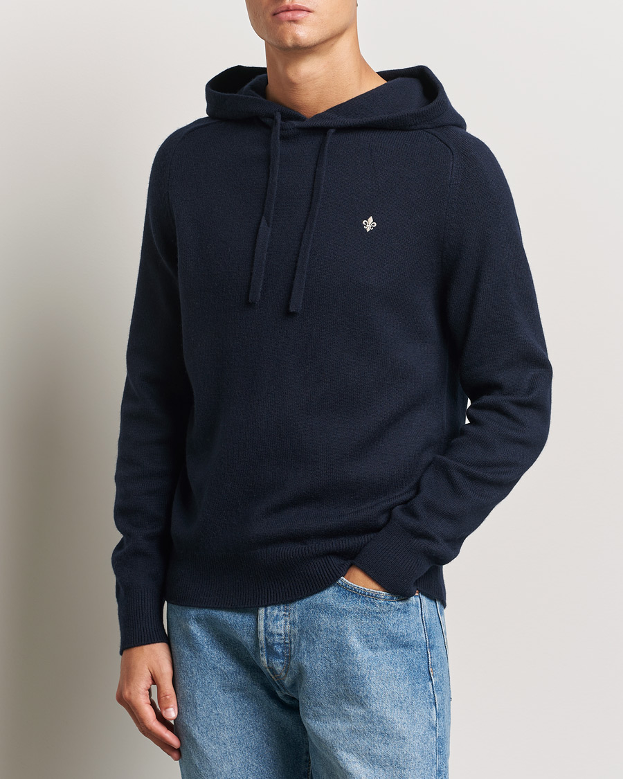 Hombres | Jerséis y prendas de punto | Morris | Hertford Merino Hoodie Navy