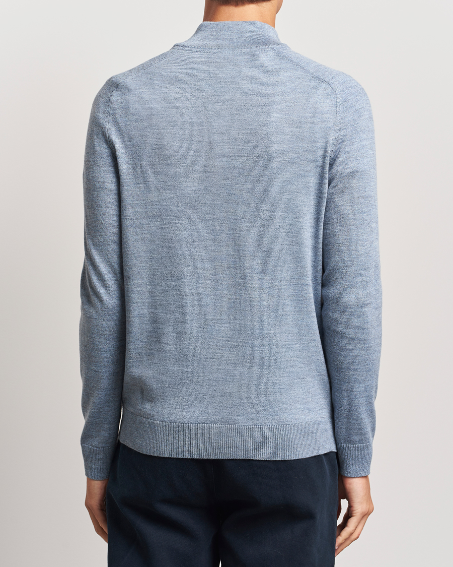Hombres | Jerséis y prendas de punto | Morris | John Merino Half Zip Light Blue