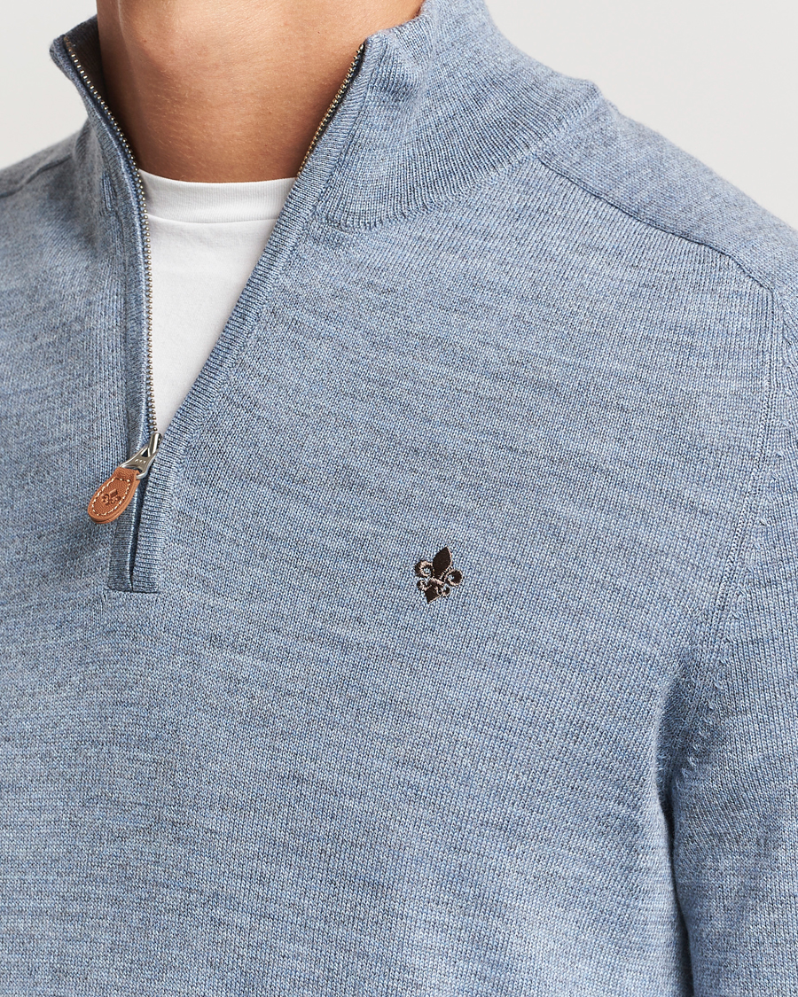 Hombres | Jerséis y prendas de punto | Morris | John Merino Half Zip Light Blue