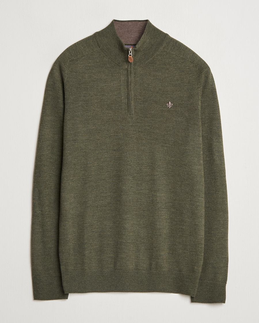 Hombres | Jerséis y prendas de punto | Morris | John Merino Half Zip Olive