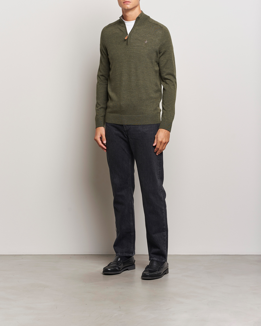 Hombres | Jerséis y prendas de punto | Morris | John Merino Half Zip Olive
