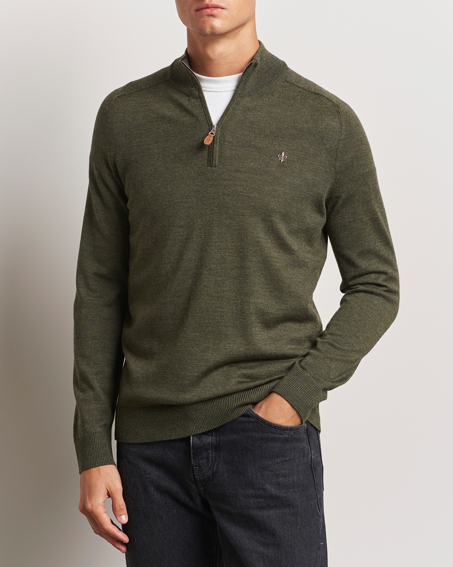Hombres | Jerséis y prendas de punto | Morris | John Merino Half Zip Olive