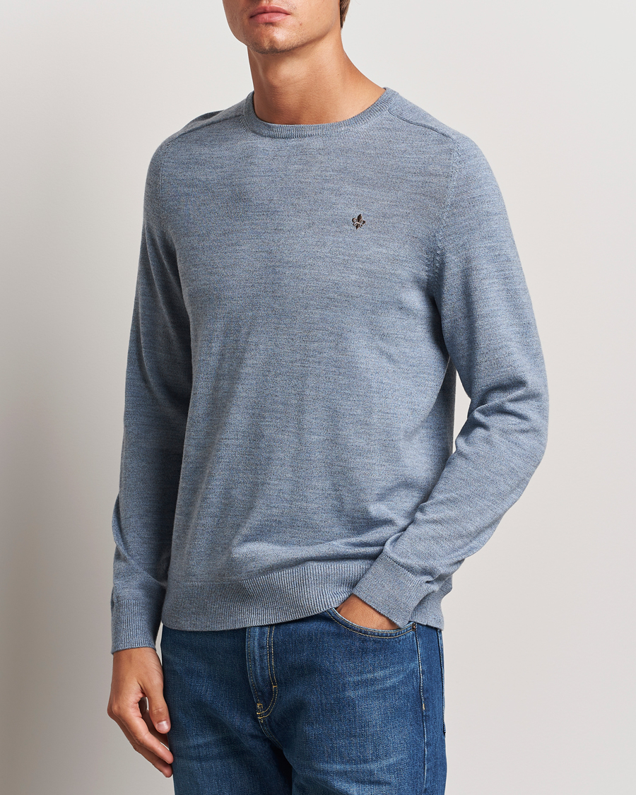 Hombres | Jerséis y prendas de punto | Morris | Merino O-neck Light Blue
