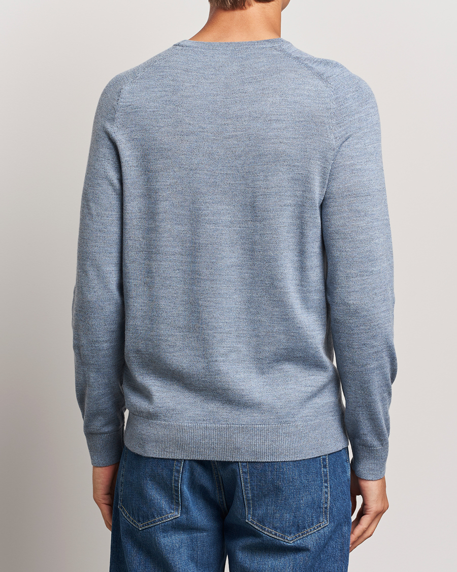 Hombres | Jerséis y prendas de punto | Morris | Merino O-neck Light Blue