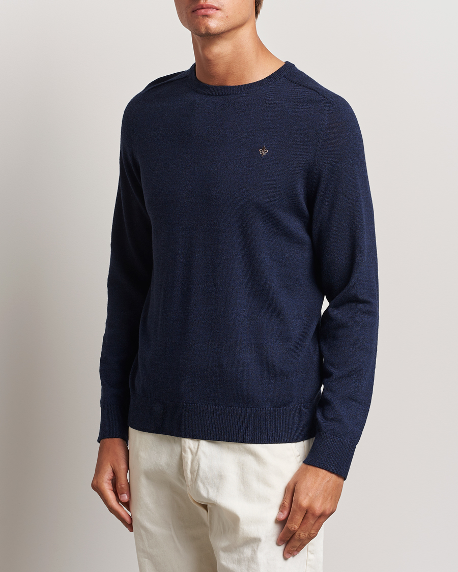 Hombres | Jerséis y prendas de punto | Morris | Merino O-neck Blue