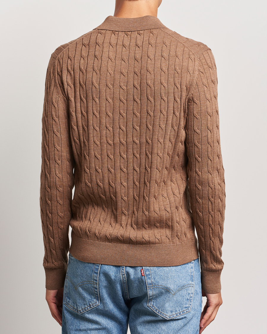 Hombres | Jerséis y prendas de punto | Morris | Merino Cable Polo Knit Camel