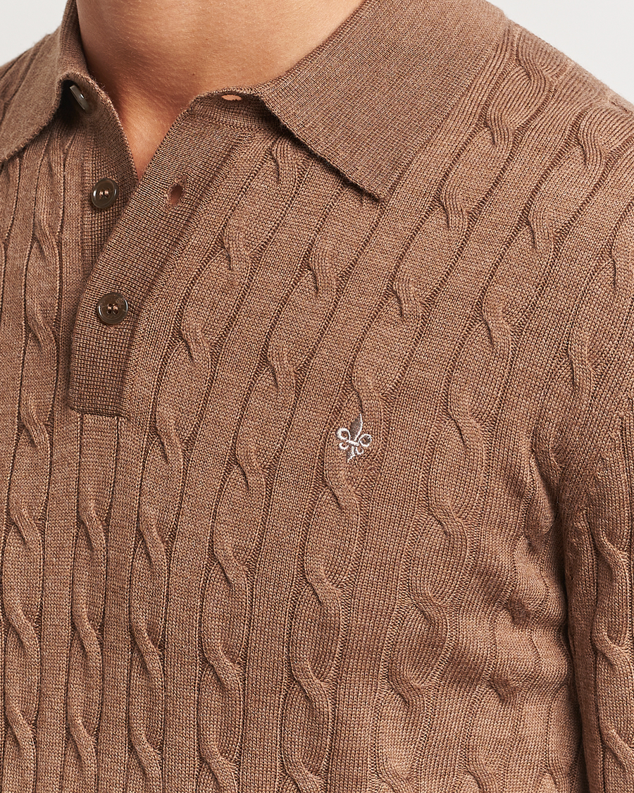 Hombres | Jerséis y prendas de punto | Morris | Merino Cable Polo Knit Camel