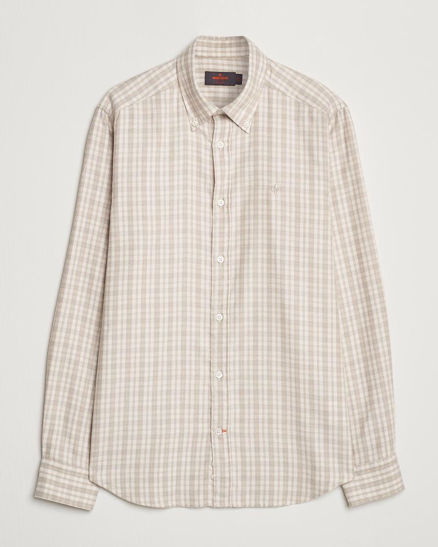 Hombres | Camisas | Morris | Soft Check Flannel Shirt Khaki