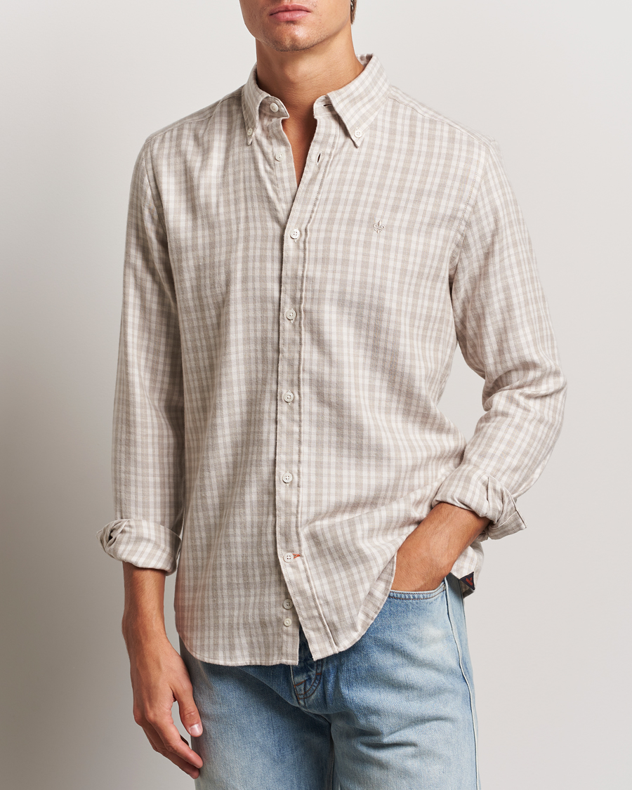 Hombres | Camisas | Morris | Soft Check Flannel Shirt Khaki