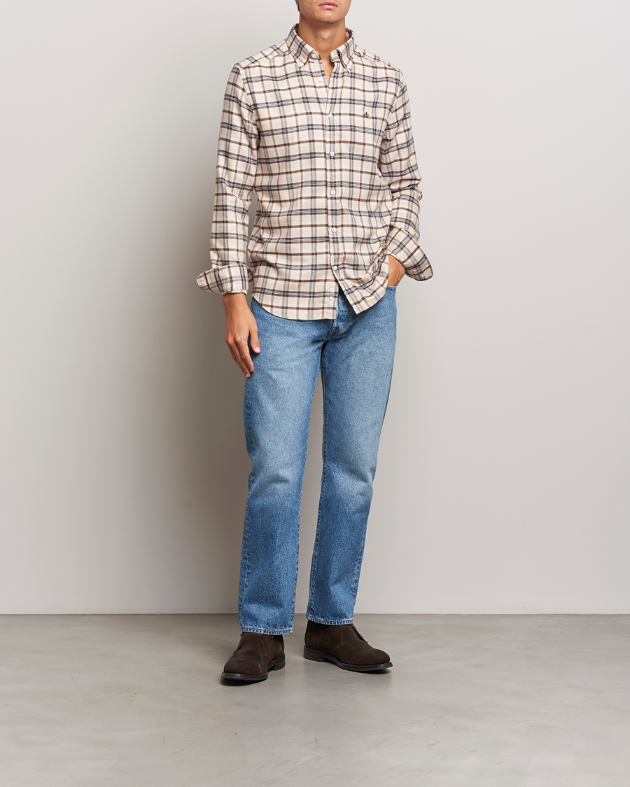 Hombres | Camisas | Morris | Soft Check Flannel Shirt Camel