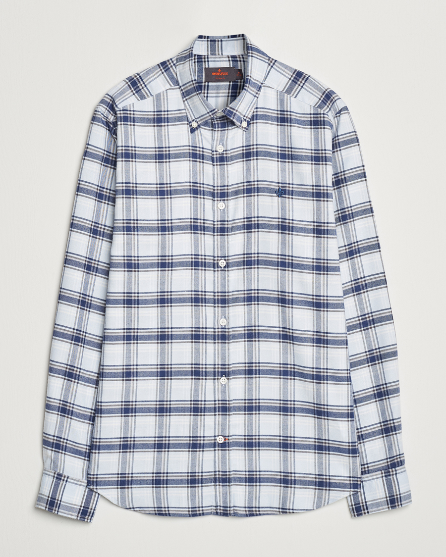Hombres | Camisas | Morris | Soft Check Flannel Shirt Blue