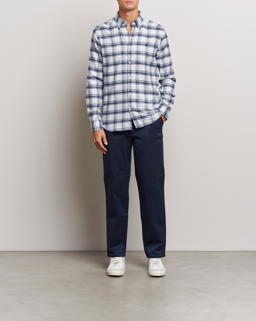 Hombres | Camisas | Morris | Soft Check Flannel Shirt Blue