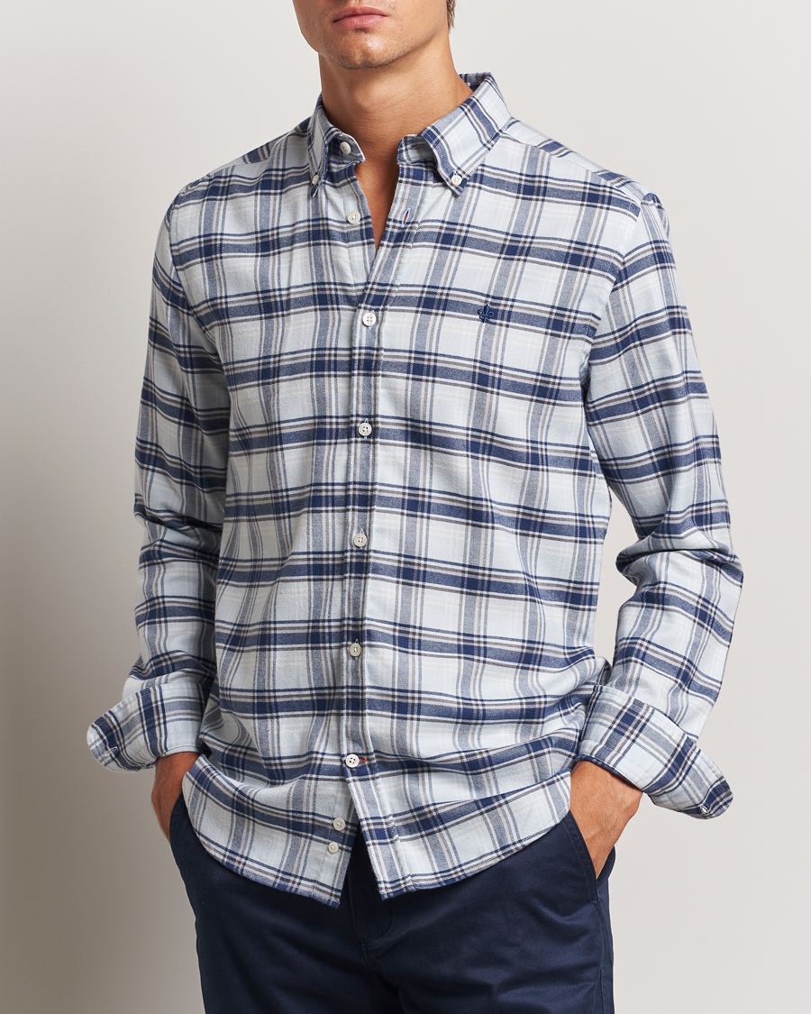 Hombres | Camisas | Morris | Soft Check Flannel Shirt Blue