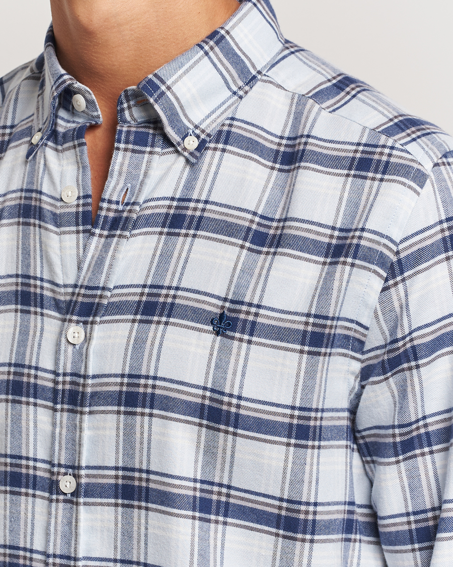 Hombres | Camisas | Morris | Soft Check Flannel Shirt Blue