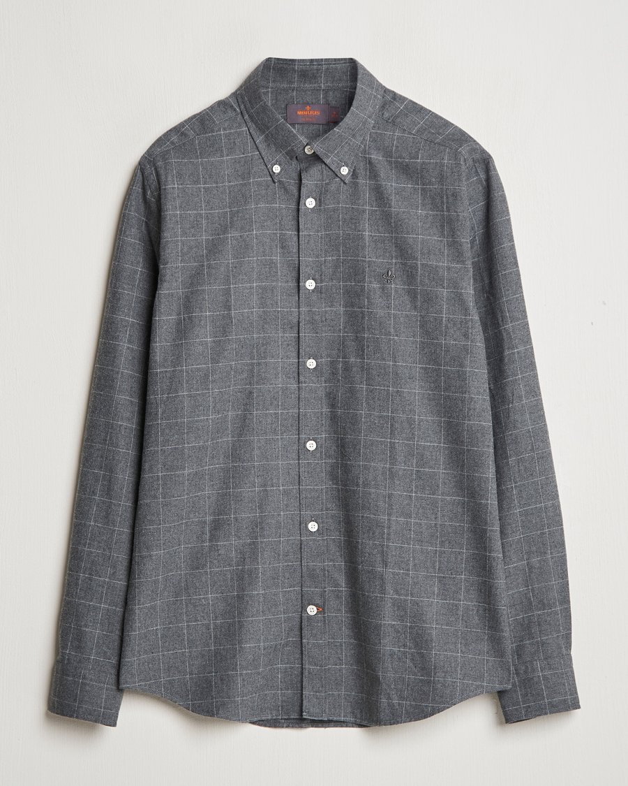 Hombres | Camisas | Morris | Flannel Overcheck Shirt Grey