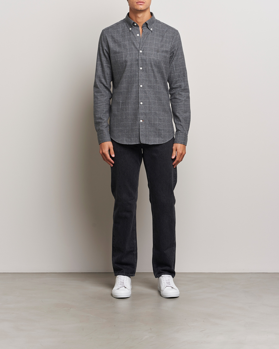 Hombres | Camisas | Morris | Flannel Overcheck Shirt Grey