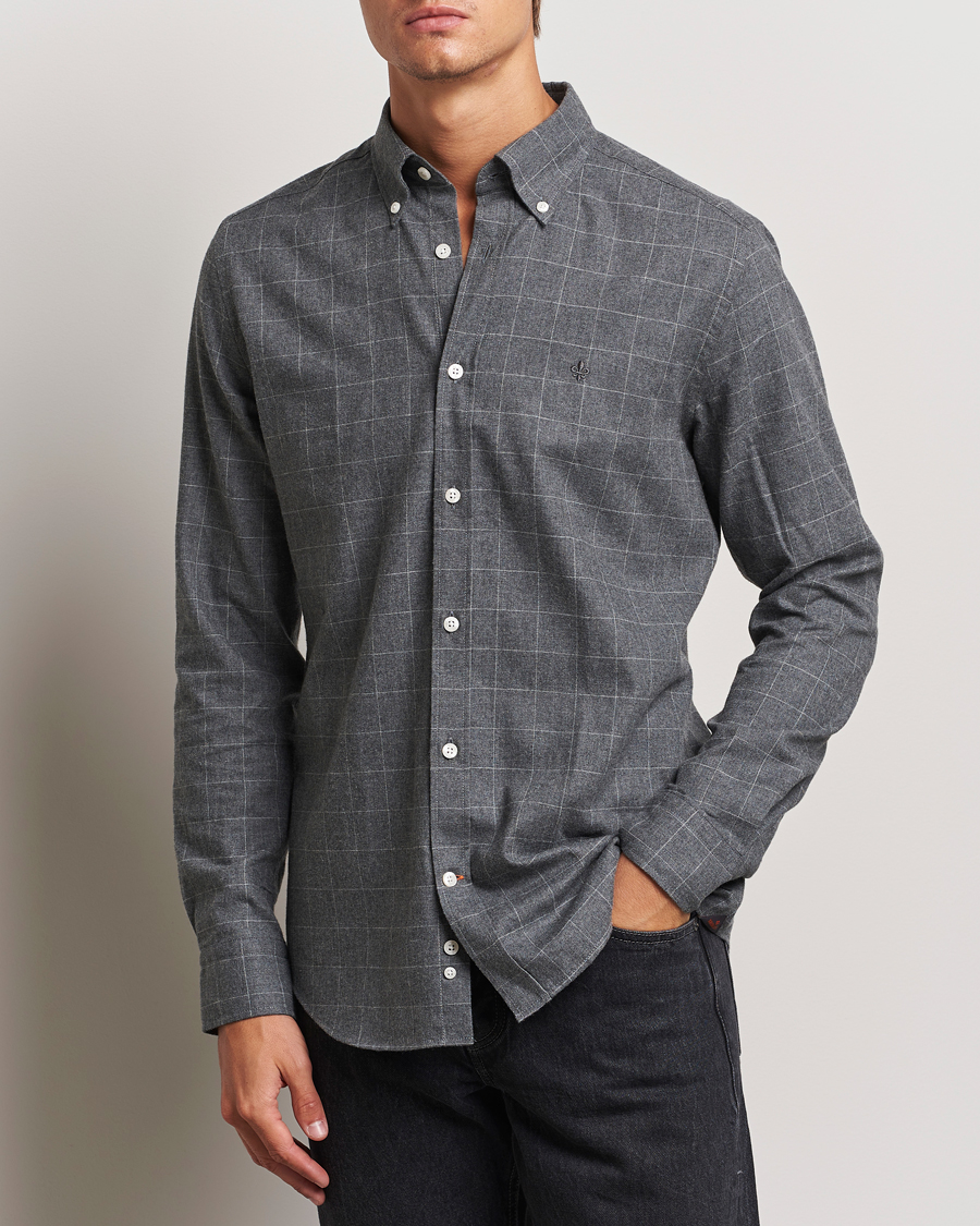 Hombres | Camisas | Morris | Flannel Overcheck Shirt Grey