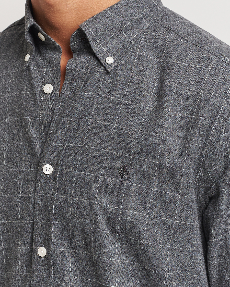 Hombres | Camisas | Morris | Flannel Overcheck Shirt Grey