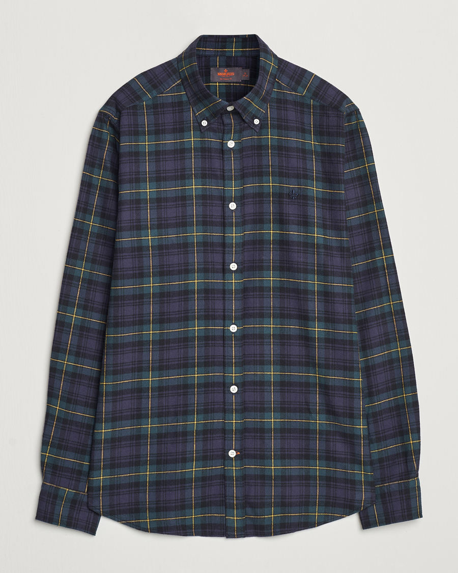 Hombres | Camisas | Morris | Flannel Tartan Shirt Navy