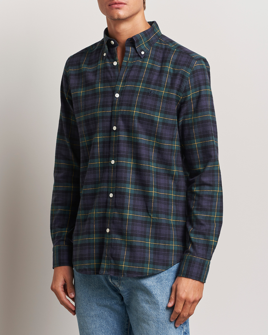 Hombres | Camisas | Morris | Flannel Tartan Shirt Navy