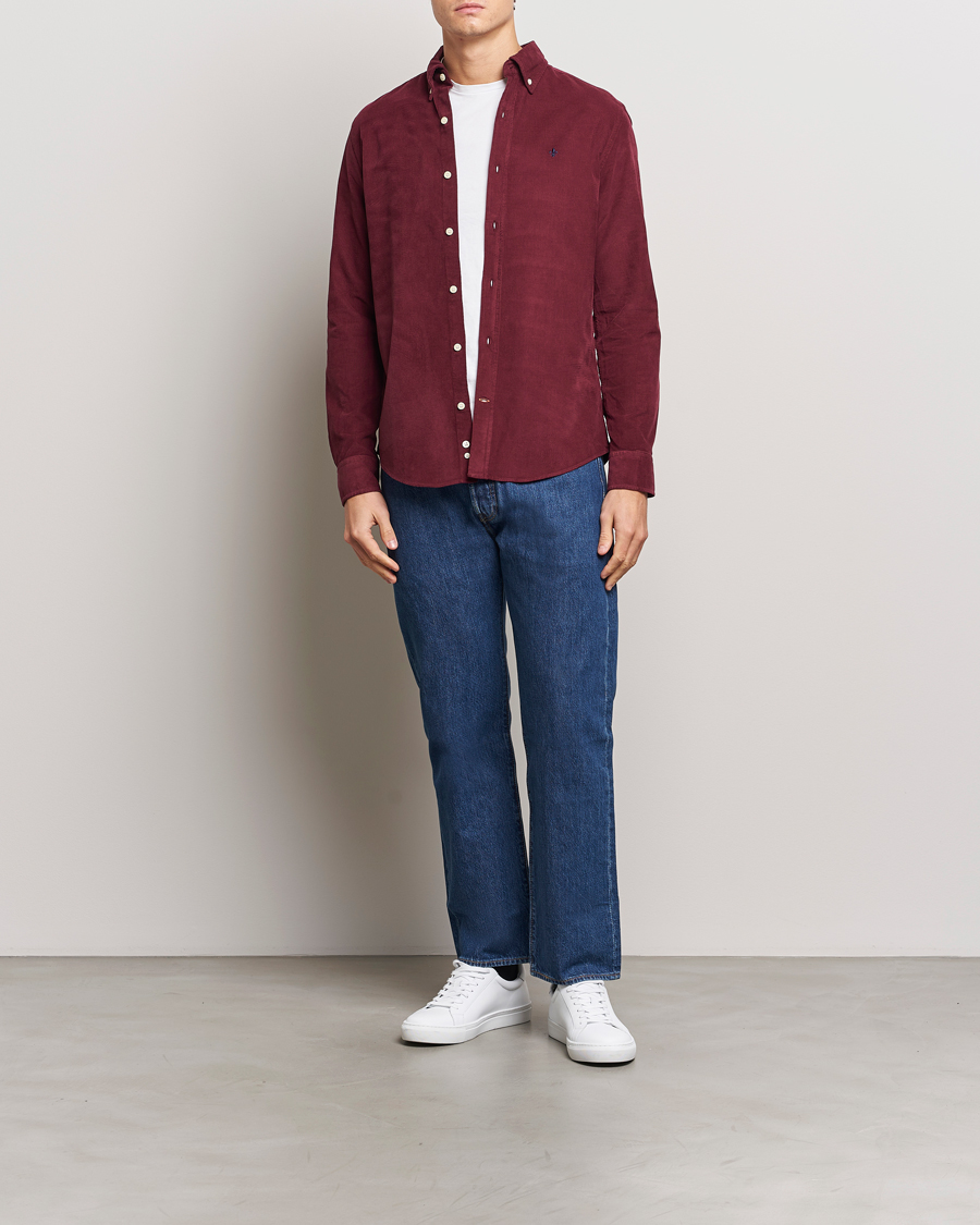 Hombres | Camisas | Morris | Douglas Corduroy Shirt Wine Red