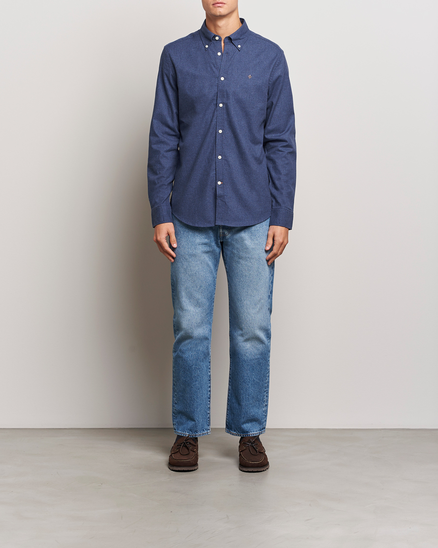 Hombres | Camisas | Morris | Watts Flannel Shirt Navy