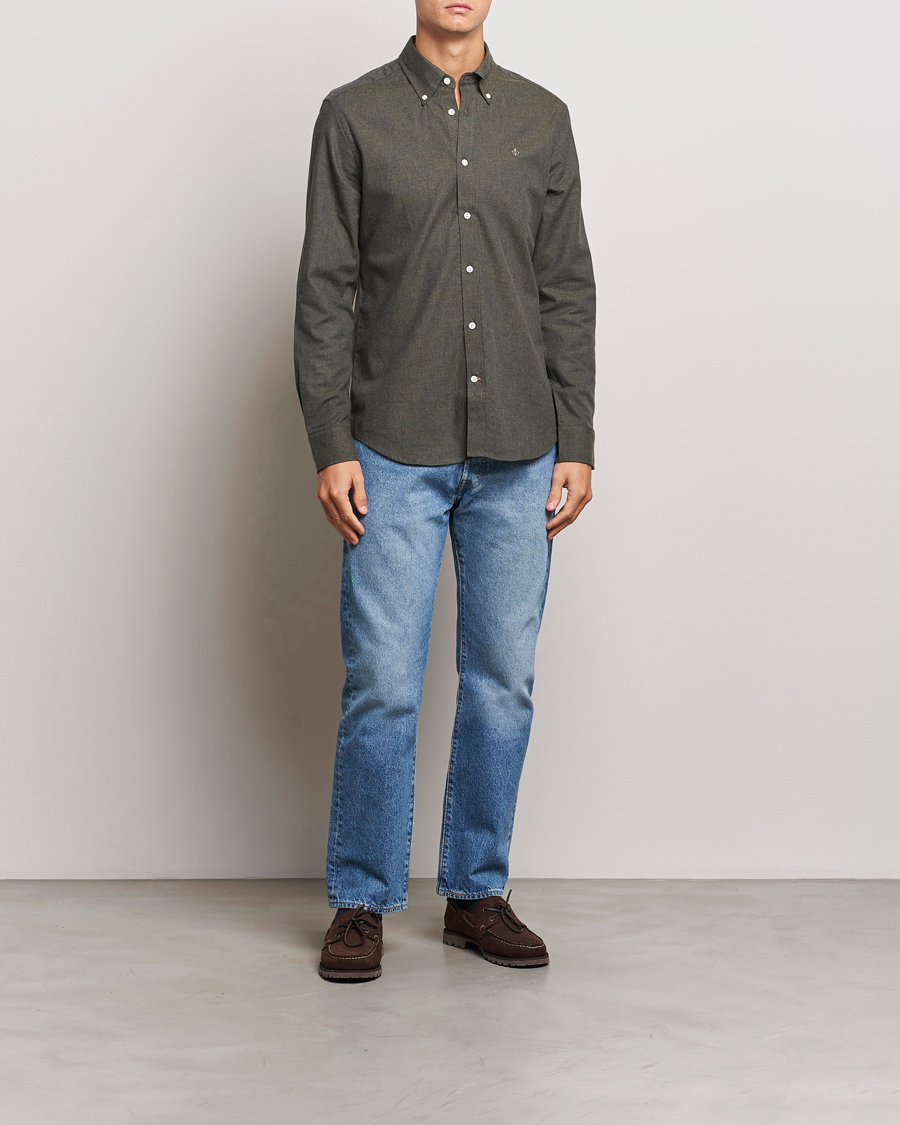 Hombres | Camisas | Morris | Watts Flannel Shirt Olive