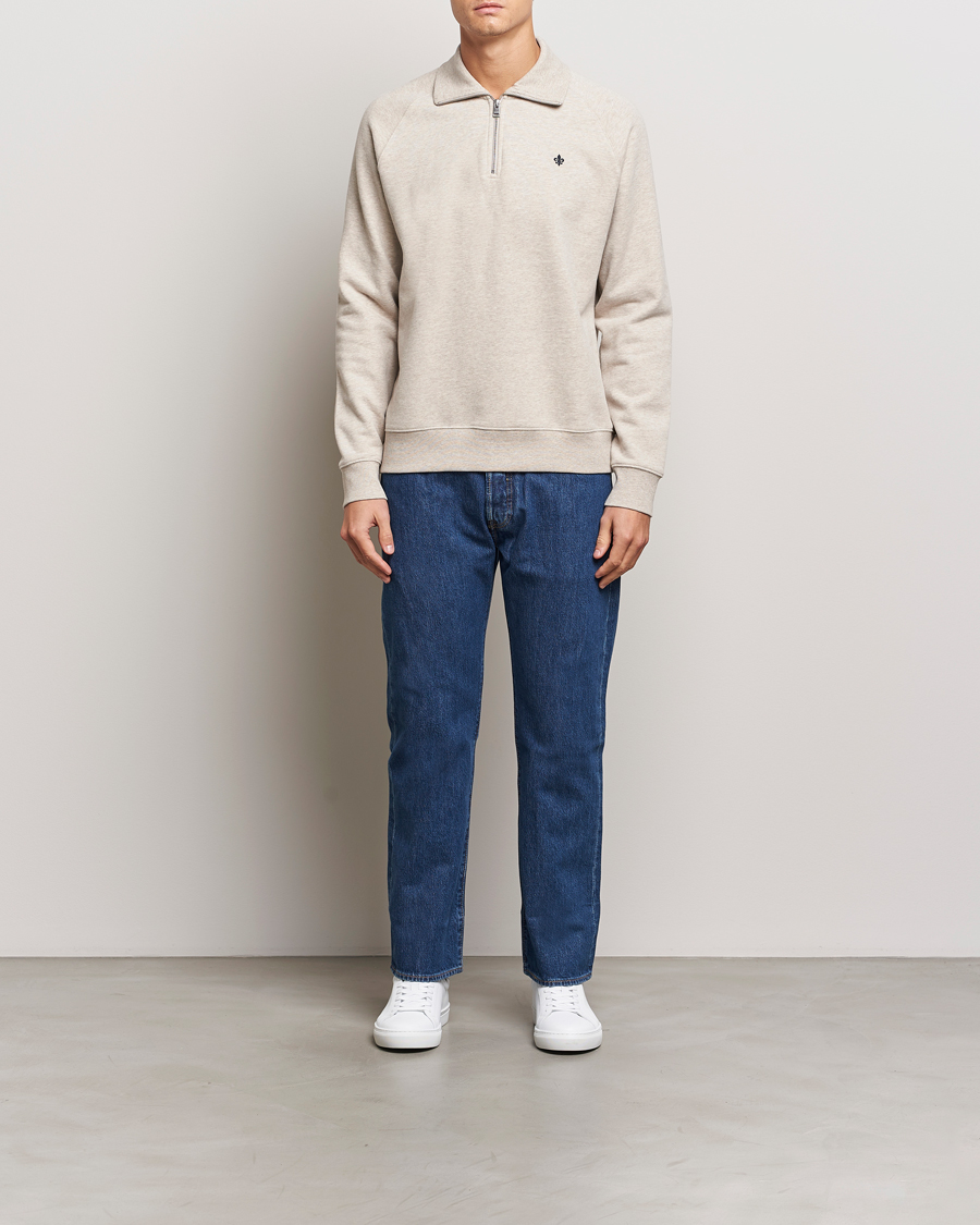 Hombres | Jerséis y prendas de punto | Morris | Maryon Half Zip Sweatshirt Khaki