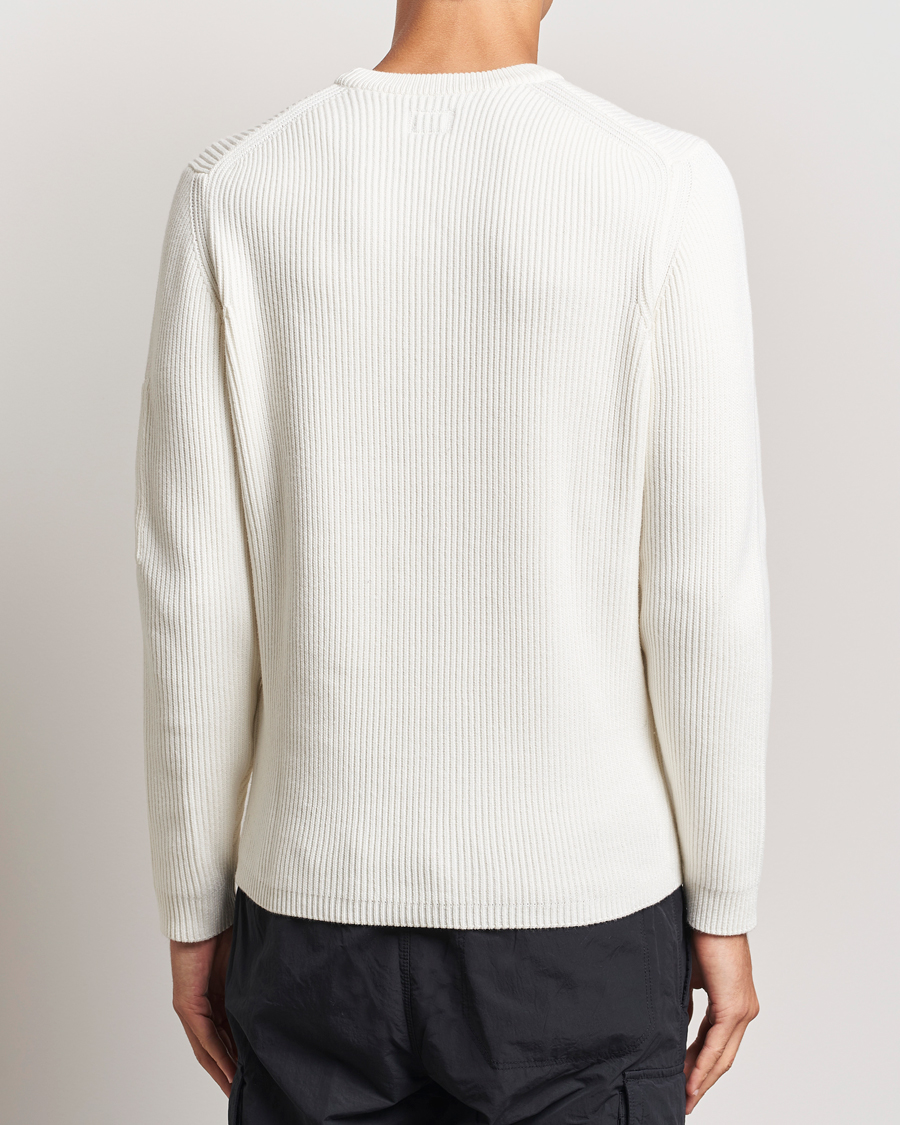Hombres | Jerséis y prendas de punto | C.P. Company | Full Rib Knitted Cotton Crew Neck Off White