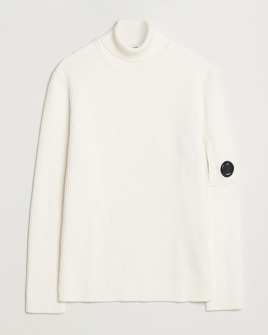 Hombres | Jerséis y prendas de punto | C.P. Company | Full Rib Knitted Cotton Rollneck Off White
