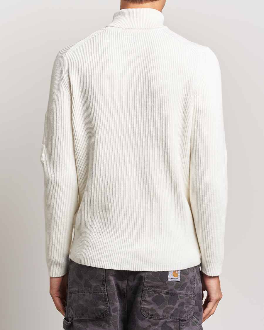 Hombres | Jerséis y prendas de punto | C.P. Company | Full Rib Knitted Cotton Rollneck Off White