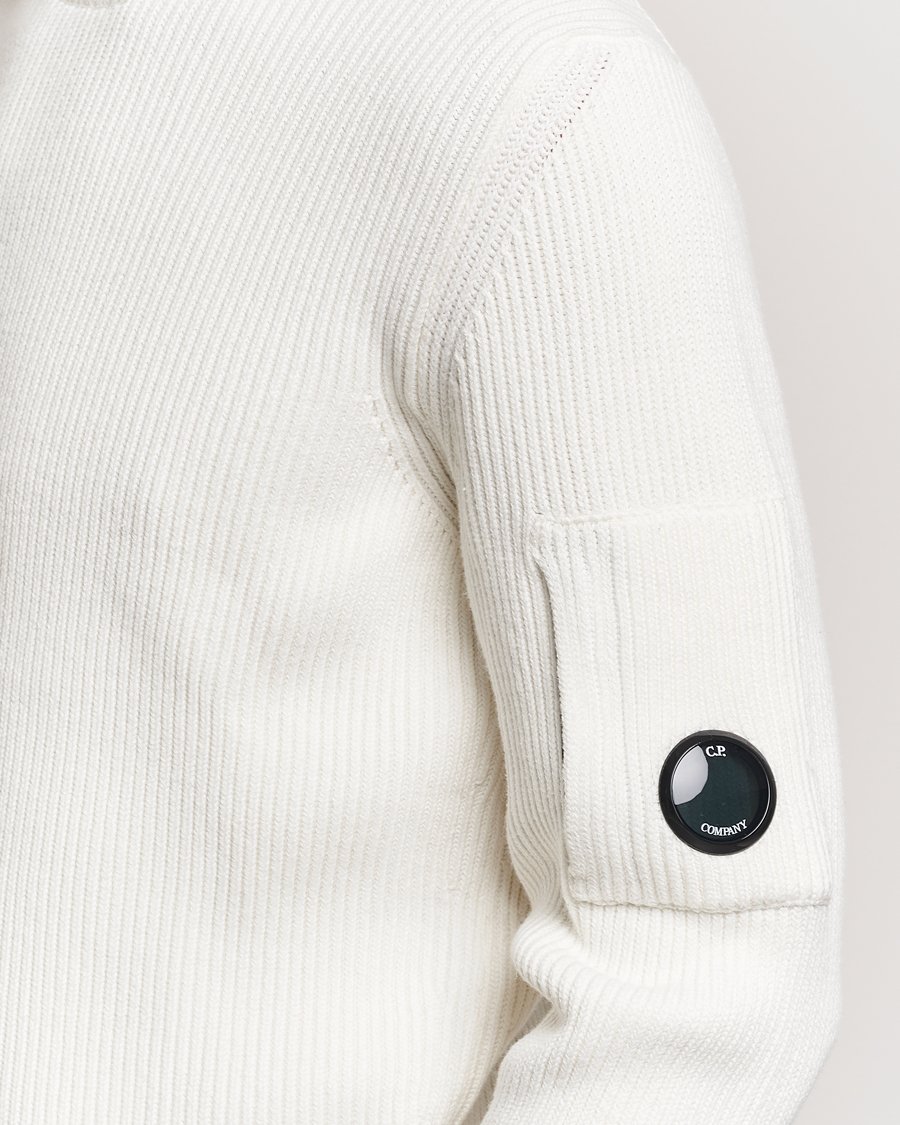Hombres | Jerséis y prendas de punto | C.P. Company | Full Rib Knitted Cotton Rollneck Off White