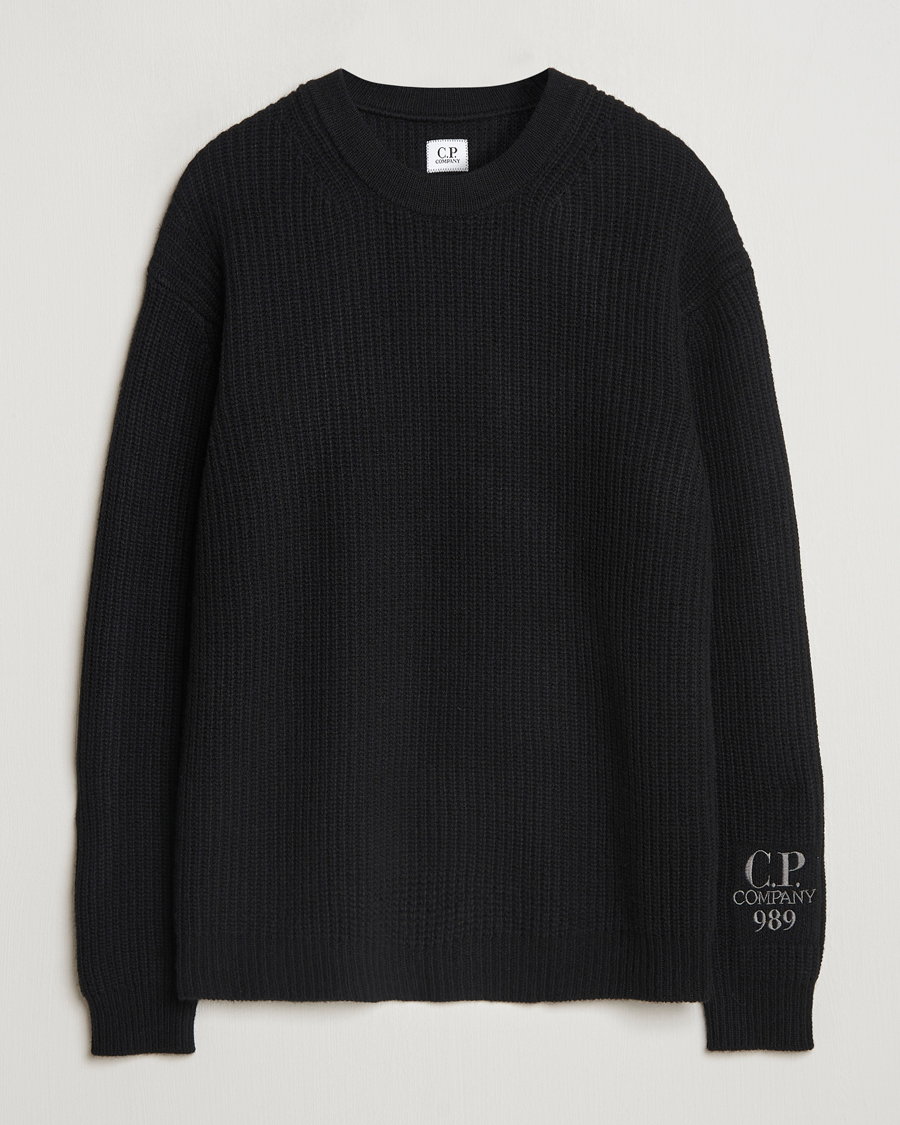 Hombres | Jerséis y prendas de punto | C.P. Company | Lambswool Knitted Crew Neck Black