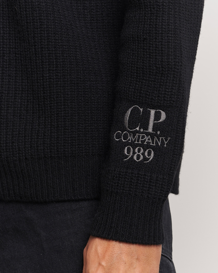 Hombres | Jerséis y prendas de punto | C.P. Company | Lambswool Knitted Crew Neck Black