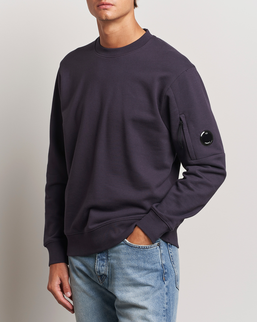 Hombres | Jerséis y prendas de punto | C.P. Company | Diagonal Raised Fleece Lens Sweatshirt Washed Navy